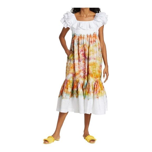 BUSAYO FOLAKE printed Ruffle Dress Size Medium NWT - Picture 1 of 8